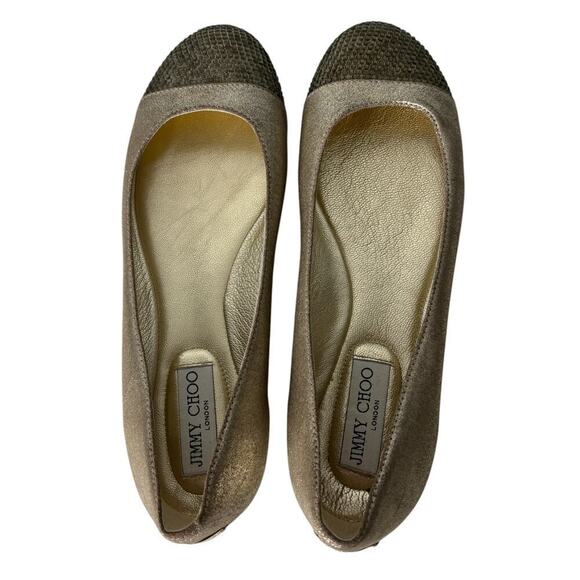 Jimmy Choo Crystal Embellished Cap Toe Ballet Flats Champagne Size 38.5 (8.5) - Picture 9 of 10